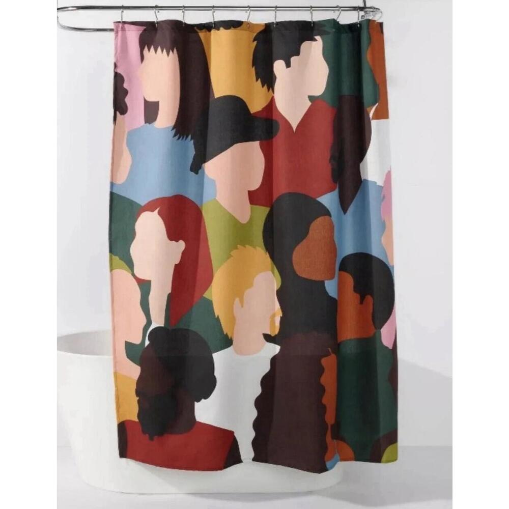 Room Essentials Diversity Multi Color Shower Curtain Standard Top 72" x 72" NEW